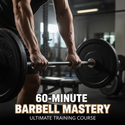 Close-up of hands gripping a heavy barbell with chalk dust