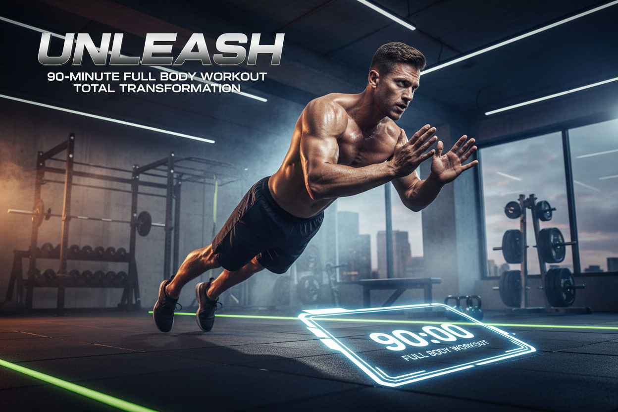 Athlete performing a dynamic full body exercise in a modern gym